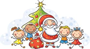 وکتور بچه ها با بابانوئل - وکتور کودکان شاد در کریسمس