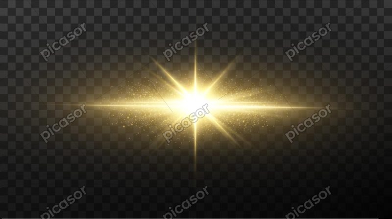 وکتور افکت نور و درخشش نور طلایی - وکتور انفجار نور ستاره