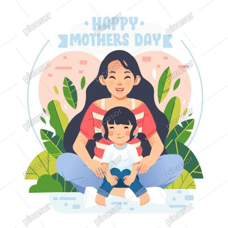 وکتور روز مادر با مادر با دختر