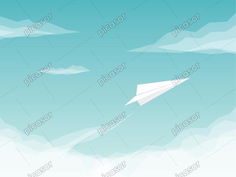 وکتور پس زمینه اوریگامی موشک کاغذی در آسمان - وکتور موشک کاغذی در آسمان