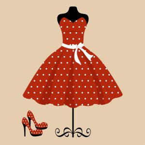 وکتور لباس زنانه با کفش پاشنه بلند قرمز