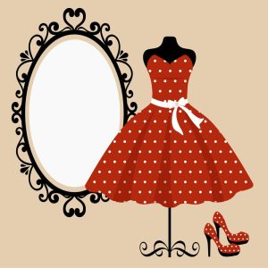 وکتور مانکن لباس زنانه قدیمی و آینه