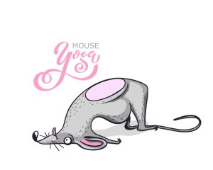 وکتور موش بامزه کارتونی - وکتور حرکات یوگا با موش کارتونی