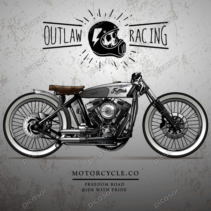 وکتور موتور سیکلت قدیمی - وکتور پوستر موتور سیکلت کلاسیک