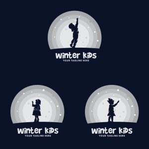 3 وکتور لوگو کودک با ماه لوگو رویایی کودکانه