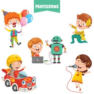 5 وکتور کارتونی بچه ها در شغلهای مختلف - وکتور شخصیت های کارتونی بچه ها در حرفه های رباتیک دلقک خواننده دختر کارتونی