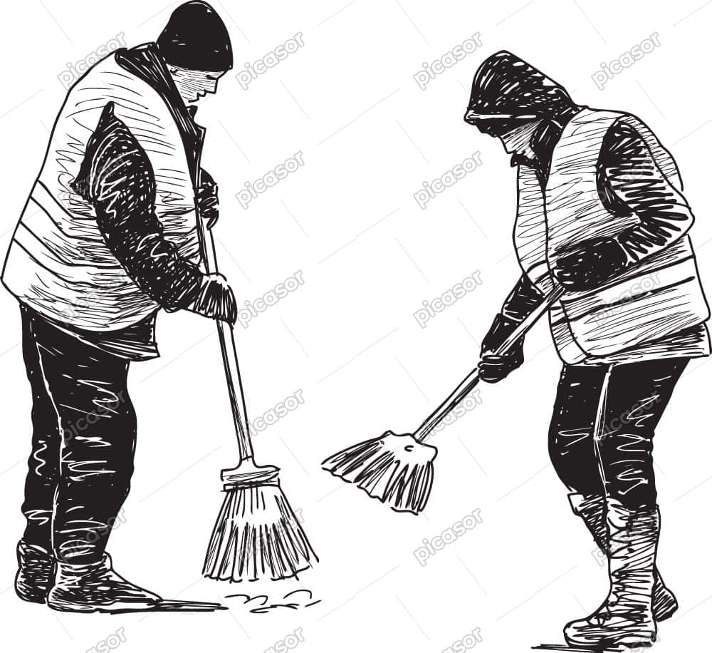2 وکتور نقاشی رفتگر اسکچ 2 وکتور نقاشی رفتگر اسکچ