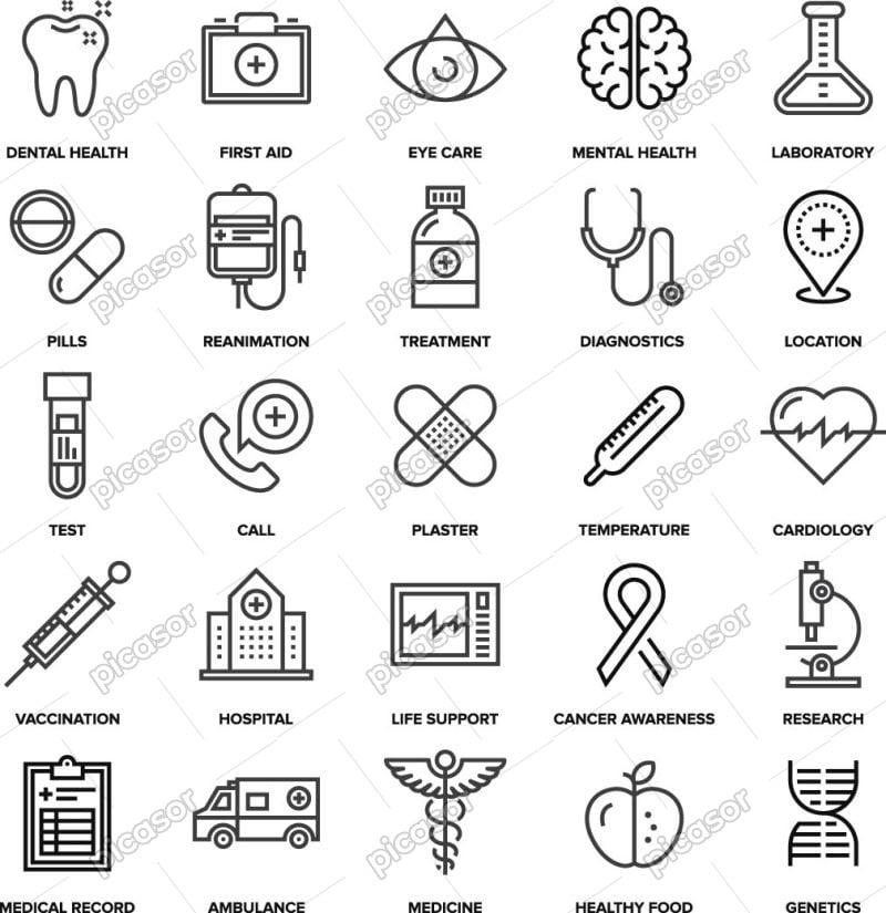 25 وکتور آیکون پزشکی و درمانی