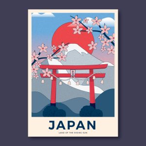 وکتور پوستر شینتو توری‌ئی دروازهٔ سنتی ژاپنی