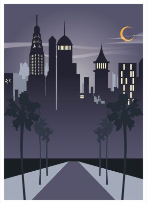 وکتور پوستر شهر در شب