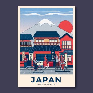 وکتور پوستر مردم در شهر ژاپنی - وکتور پوستر ژاپن