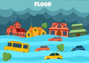 وکتور خانه و ماشین در سیل و طوفان و باران - وکتور بیمه حوادث