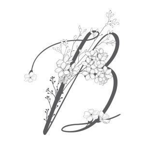 وکتور حرف B با گلهای مینیمال - وکتور لوگو B با شاخه گلهای ظریف