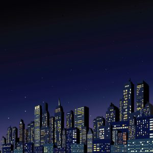 وکتور پس زمینه شهر در شب - وکتور ساختمانهای بلند شهر در شب