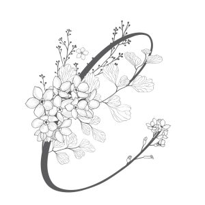 وکتور حرف C با گلهای مینیمال - وکتور لوگو C با شاخه گلهای ظریف