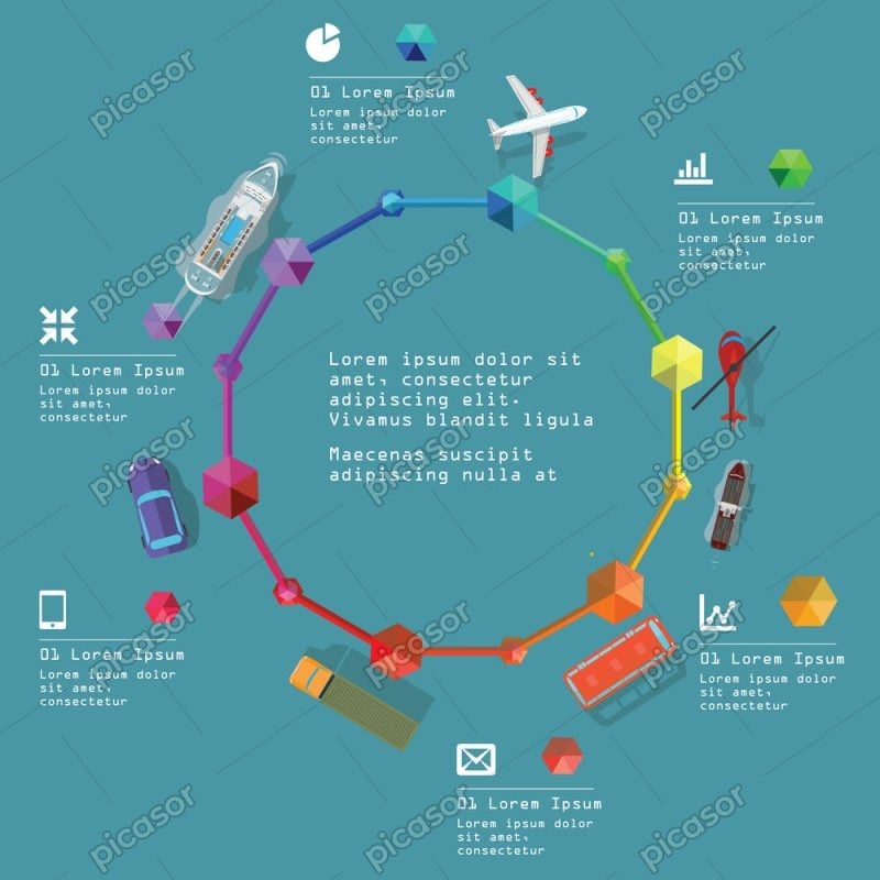 وکتور اینفوگرافیک حمل و نقل کالا
