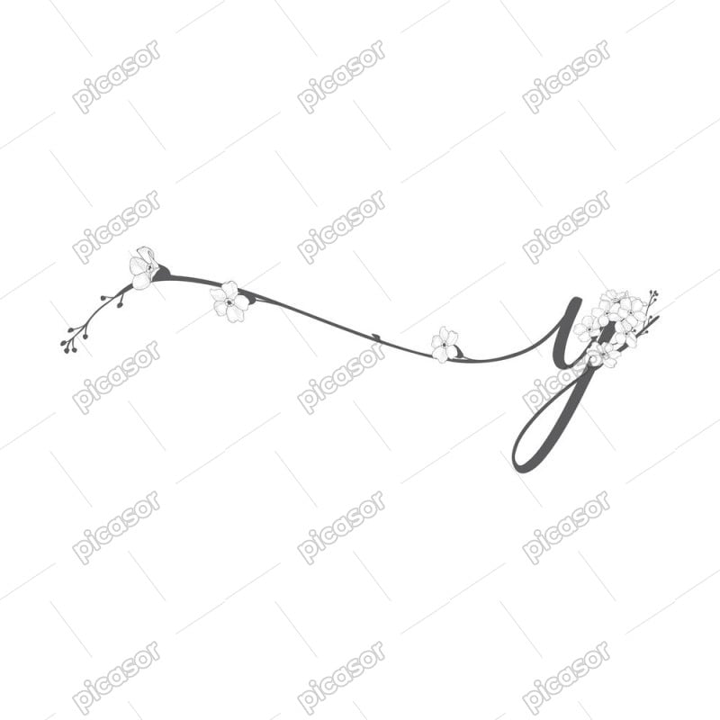 وکتور حرف y با گلهای مینیمال - وکتور لوگو y با گل