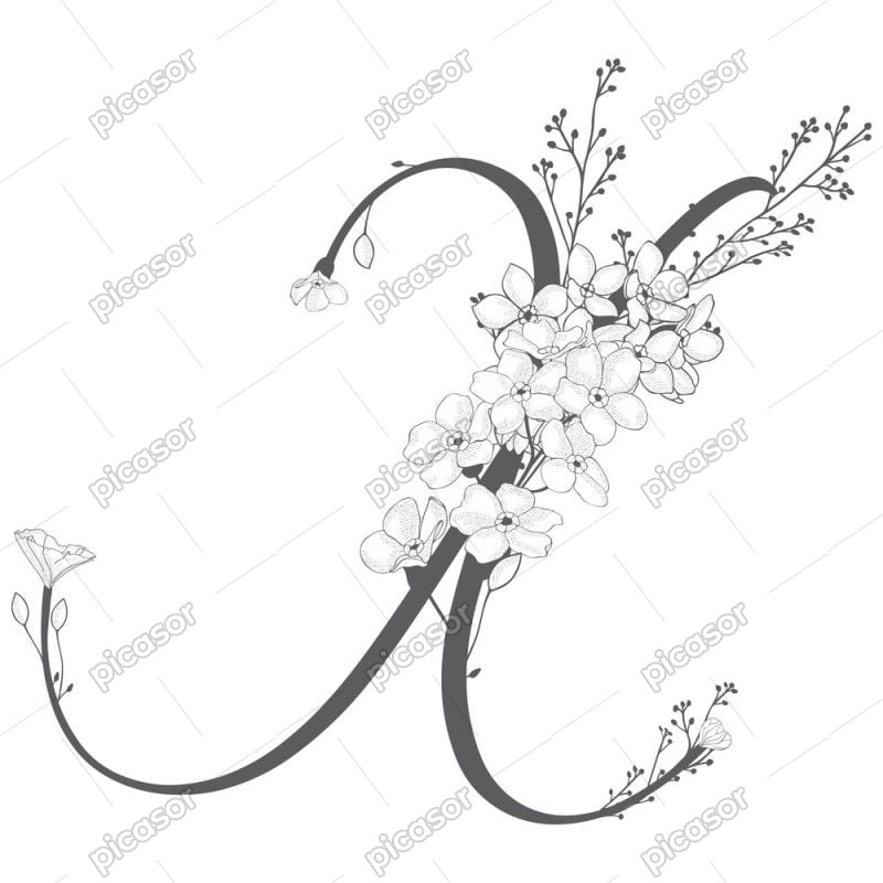 وکتور لوگو x با گل - وکتور حرف x با گل