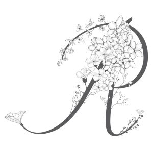 وکتور لوگو r با گل - وکتور حرف r با گل های ظریف