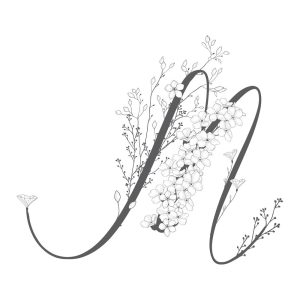 وکتور لوگو M با گل - وکتور حرف M با شاخه گل