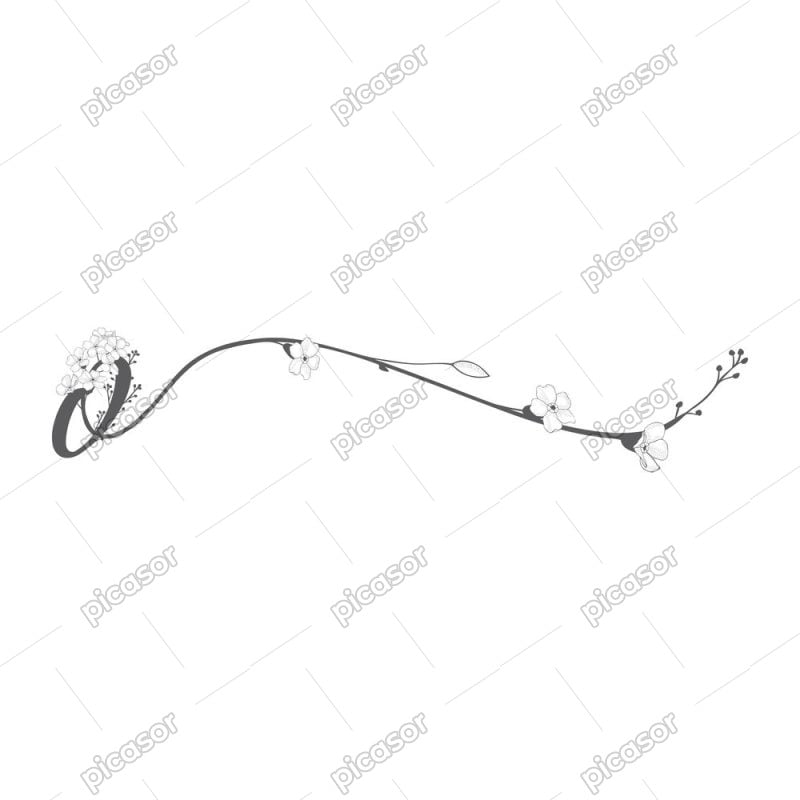 وکتور حرف o با گل و شاخه گل های ظریف - وکتور لوگو o با گل
