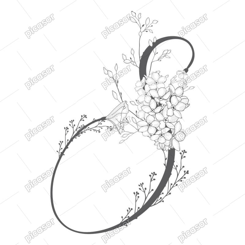 وکتور لوگو S با گل - وکتور حرف S با گلهای مینیمال