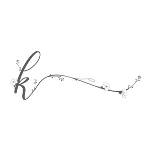 وکتور حرف k با گل و شاخه گل های ظریف - وکتور لوگو k با گل