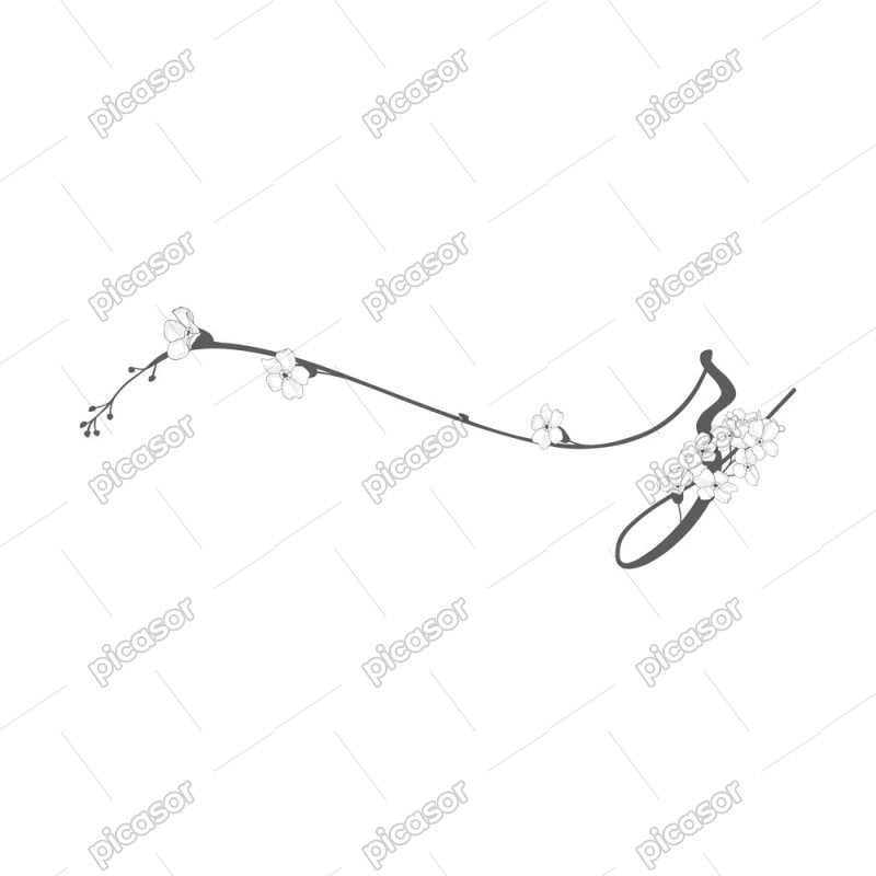 وکتور حرف z با گلهای مینیمال - وکتور لوگو Z با گل