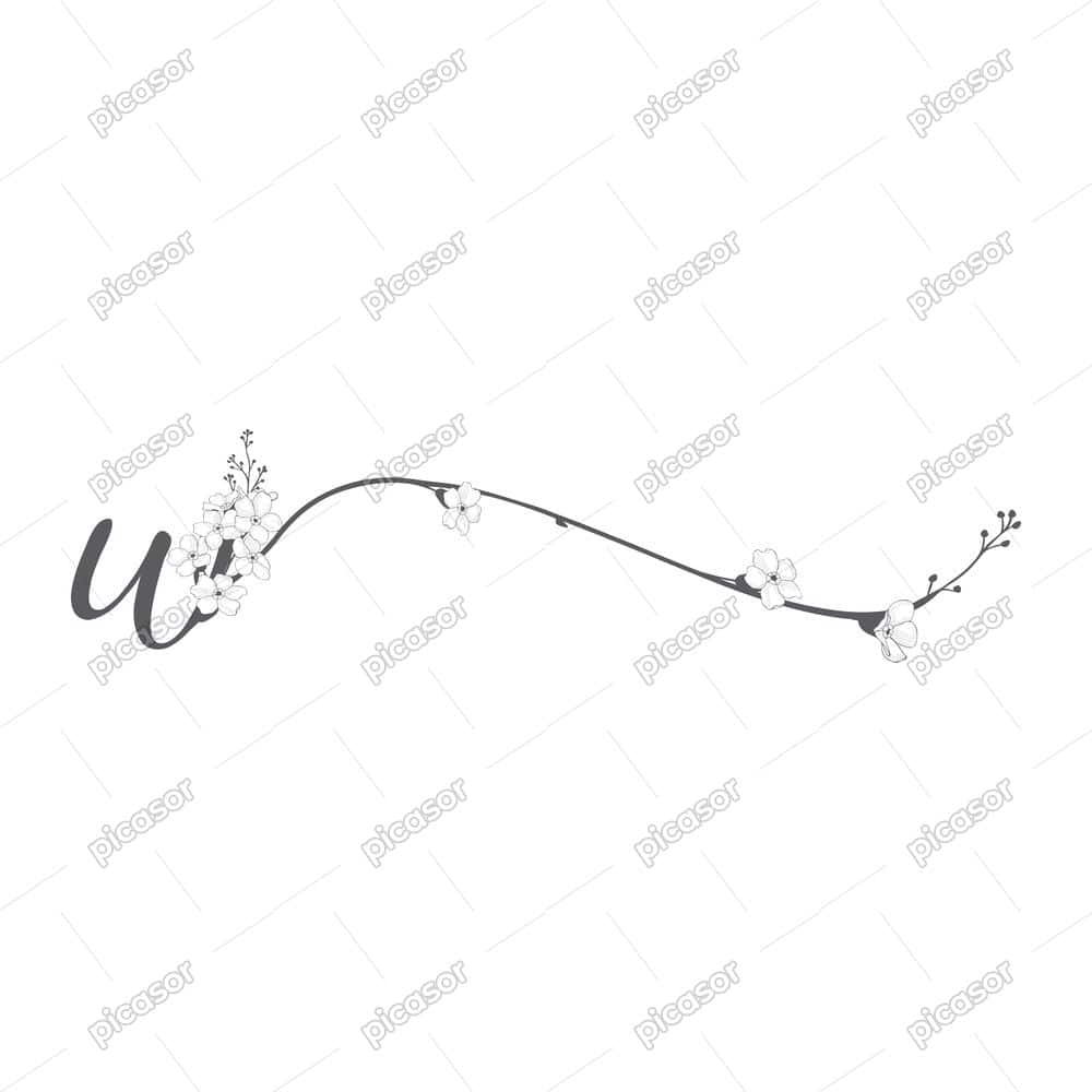وکتور حرف w با گل و شاخه گل های مینیمال - وکتور لوگو w با گل وکتور حرف w با گل و شاخه گل های مینیمال - وکتور لوگو w با گل
