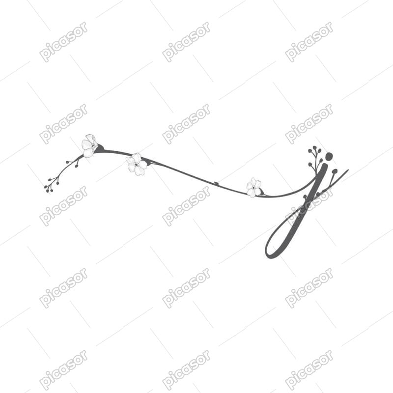 وکتور حرف j با شاخه گلهای ظریف - وکتور لوگو j با گل