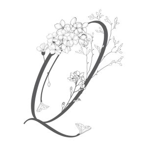 وکتور لوگو q با گل - وکتور حرف q با گل های ظریف