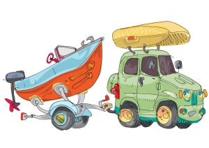 وکتور نقاشی ماشین و قایق طرح کودکانه