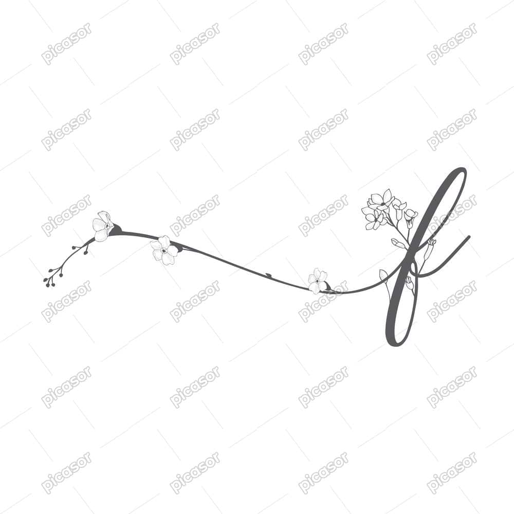 وکتور حرف f با گل های ظریف - وکتور لوگو f با گل وکتور حرف f با گل های ظریف - وکتور لوگو f با گل