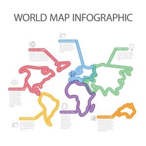 وکتور اینفوگرافیک نقشه جهان