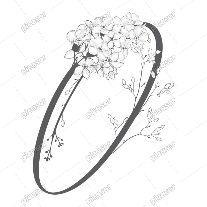 وکتور لوگو o با گل - وکتور حرف o با شاخه گلهای ظریف