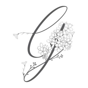 وکتور لوگو G با گل - وکتور حرف G با شاخه گلهای ظریف