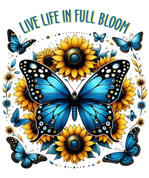 عکس تصویرسازی پروانه با گلهای آفتابگردان - عکس کلیپ آرت پروانه و گل