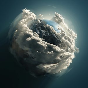 عکس ابرهای سفید دور زمین از فضا - عکس رندرینگ زمین از فضا با کوهستان و ابر