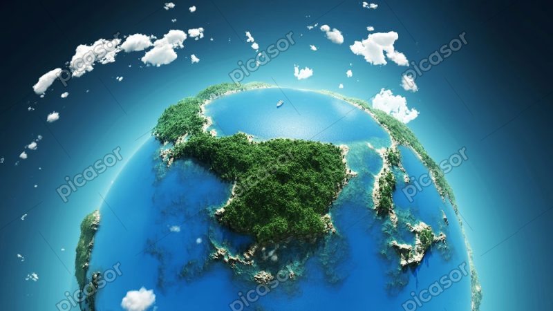 عکس زمینه جزیره از بالا و زمین از فضا