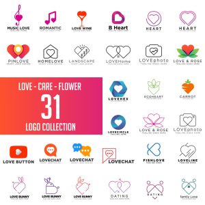 31 وکتور لوگو قلب لوگو گل لوگو زیبایی و محصولات آرایشی
