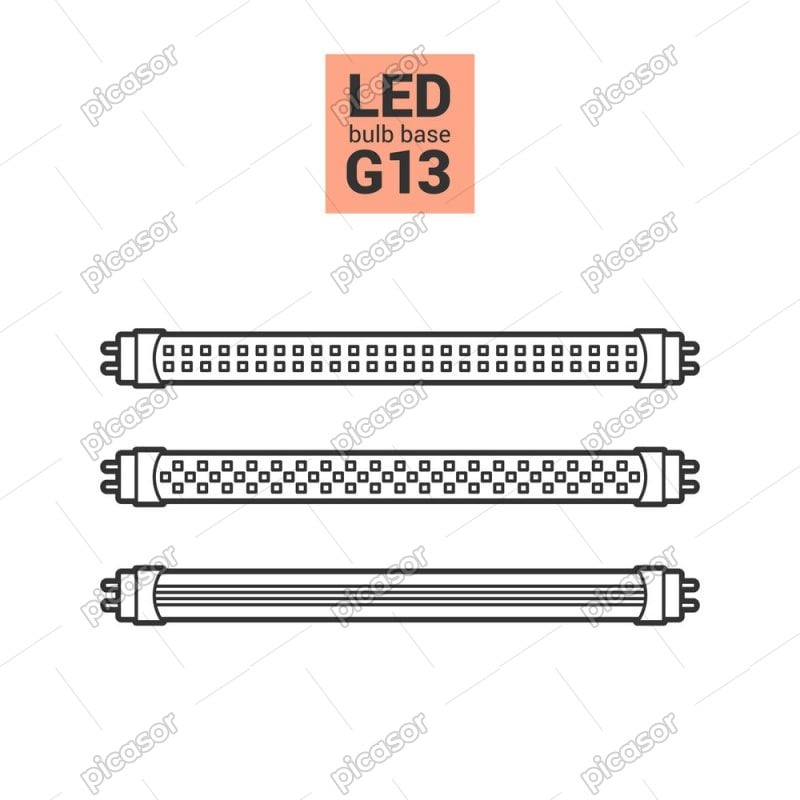 3 وکتور آیکون لامپ مهتابی ال ای دی - وکتور مهتابی LED