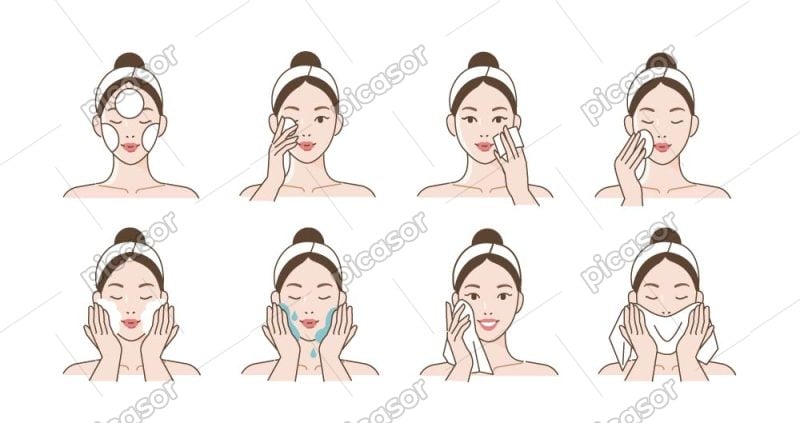 8 وکتور مراقبت پوست صورت خانم ها - وکتور لوازم بهداشتی آرایشی