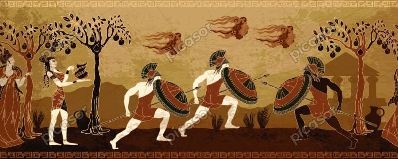 وکتور سربازان یونان باستان در نبرد - وکتور پس زمینه جنگ سربازان یونانی