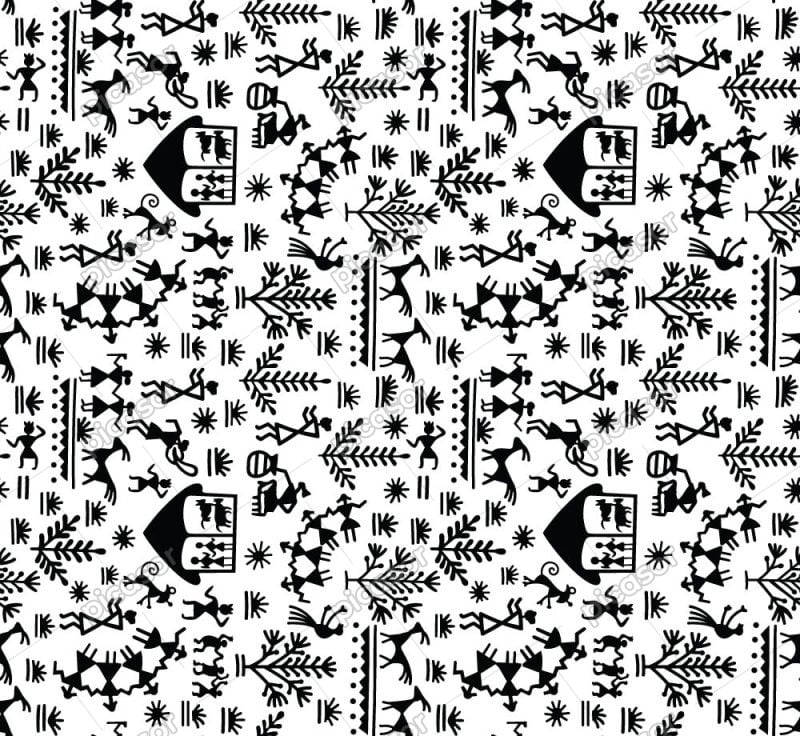 وکتور الگو مردم قبیله باستانی پترن قومی مردم روستا - وکتور پس زمینه قبیله طرح نقاشی ساده قومی