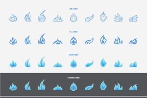 27 وکتور آیکون شعله گاز آیکون آتش