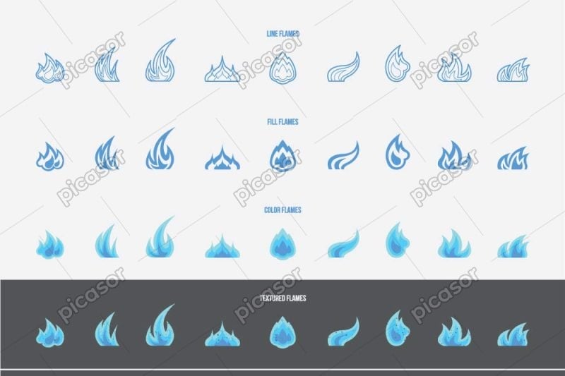 27 وکتور آیکون شعله گاز آیکون آتش