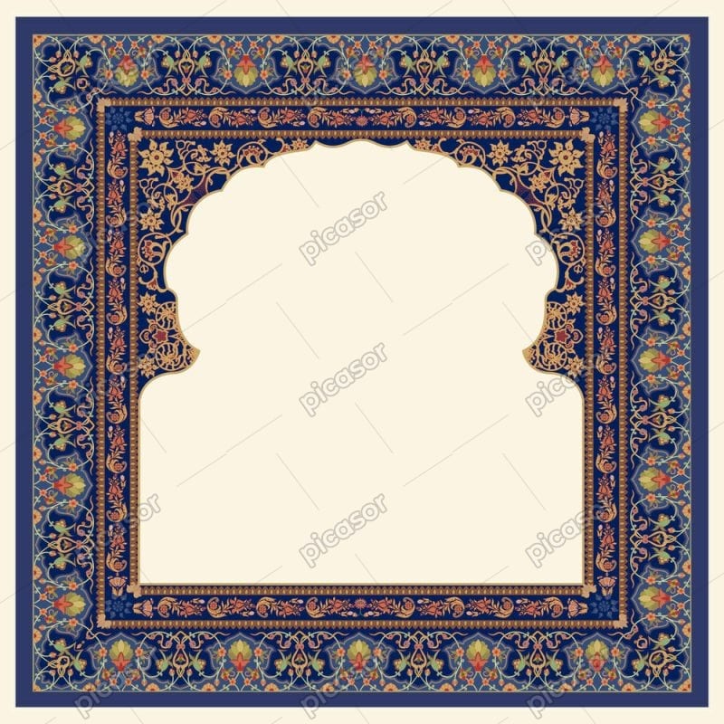 وکتور قاب تذهیب نفیس قاب گل تذهیب مدور - وکتور قاب ادبی و مذهبی