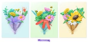 3 وکتور دسته گل سه بعدی