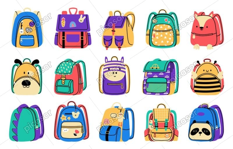 15 وکتور کیف مدرسه آیکون کیف مدرسه