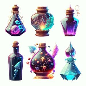 6 وکتور جام شیشه ای - وکتور اکسیر جادویی و شیشه عطر